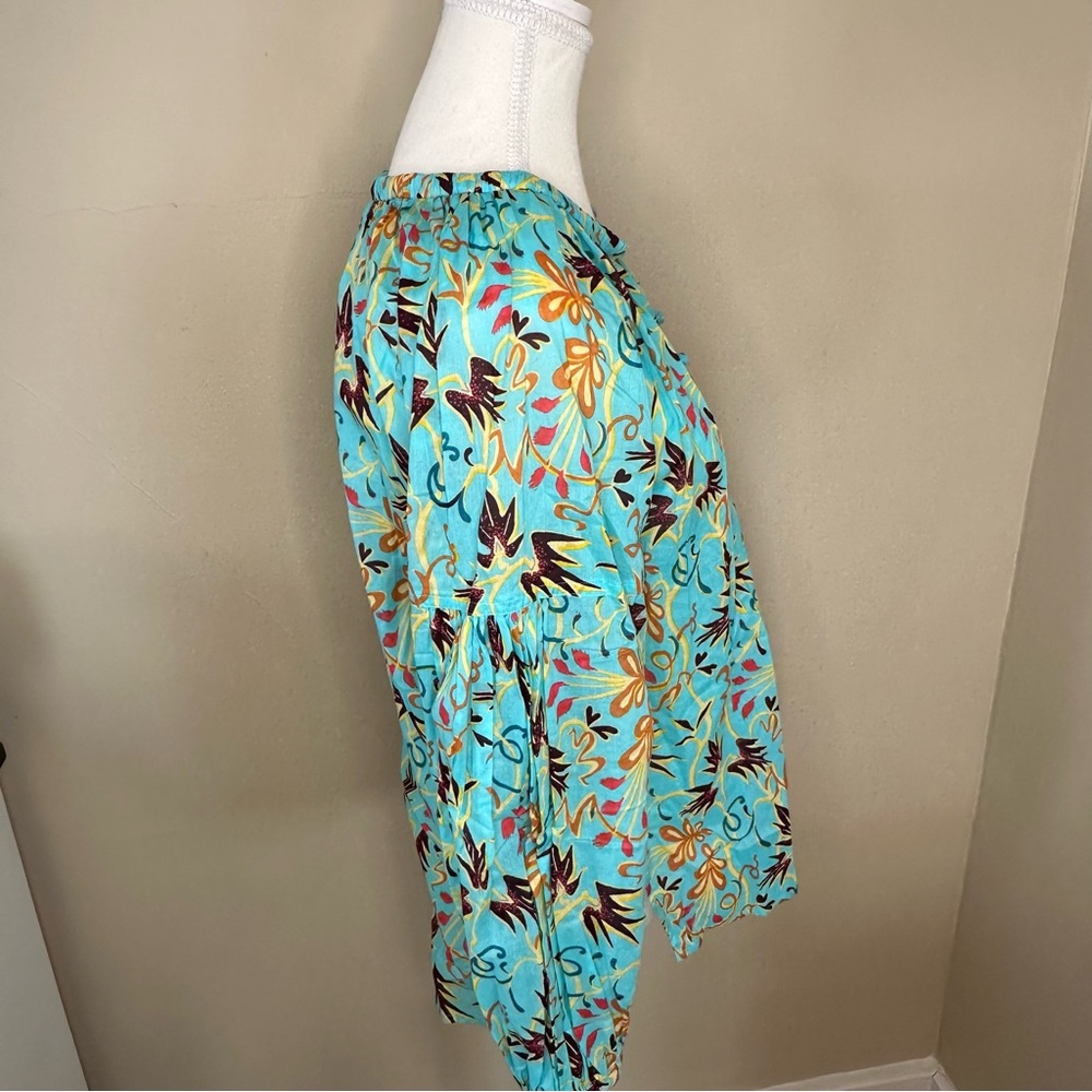 🆕 A.L.C Blouse Capri Top Grotto Multi Aqua Floral Size 0 - Picture 7 of 7